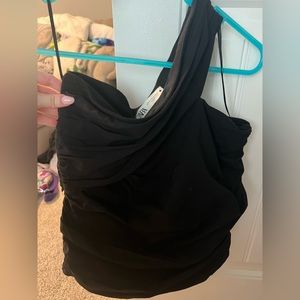 ZARA one shoulder blouse/tank top size xs black NWT